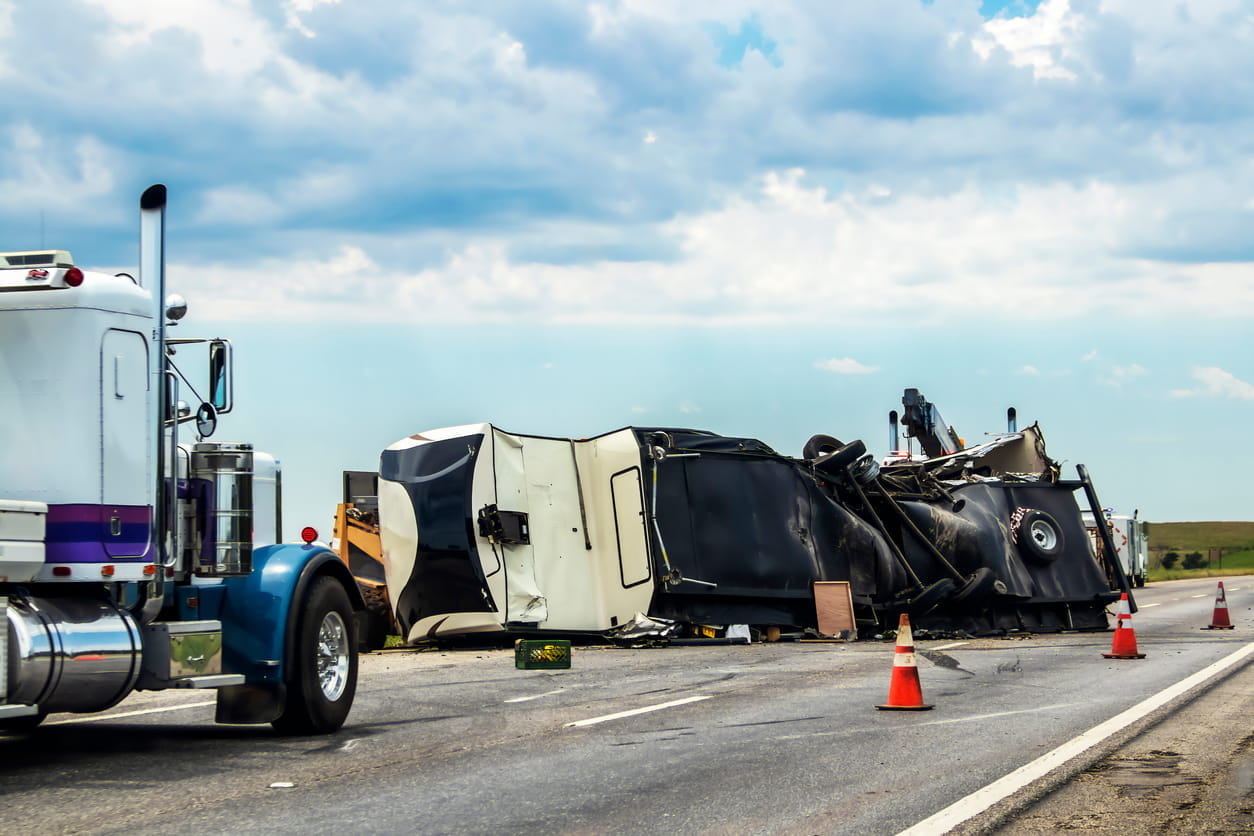 an-rv-overturned-on-the-highway-after-being-in-a-truck-accident